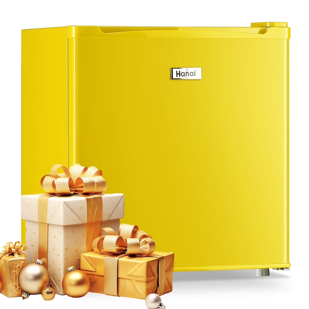 WANAI 1.7 Cu.Ft Mini Fridge with Freezer Single Door Retro Refrigerator for Home Dorm Apt Yellow