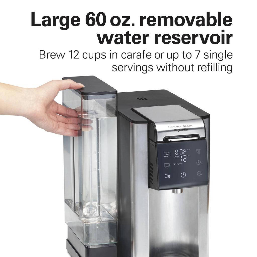 Hamilton Beach FlexBrew Advanced 5-in-1 Coffee Maker, Removable Dual-Position 60 oz. Water Reservoir, 49927