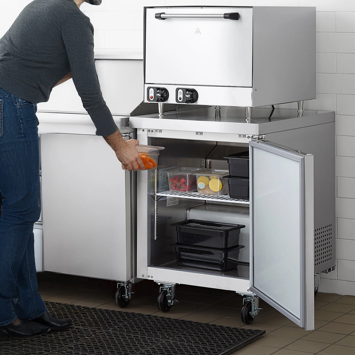 29 in. Worktop/Undercounter Freezer 7 Cu.Ft. Commercial Freezer in Stainless Steel, NSF Certified