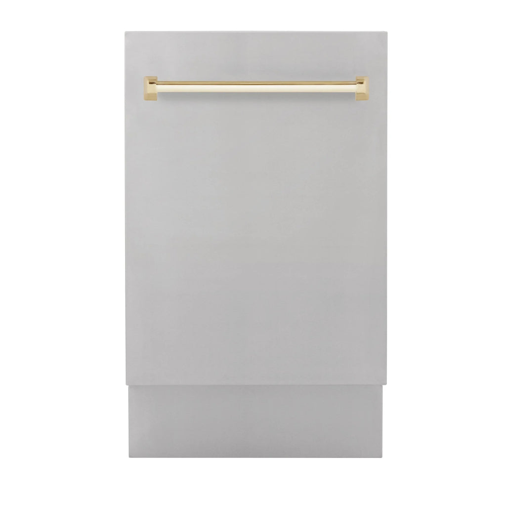 ZLINE Autograph Edition 18" Compact 3rd Rack Top Control Built-In Dishwasher in Stainless Steel with Matte Black Handle, 51dBa (DWVZ-304-18-MB)
