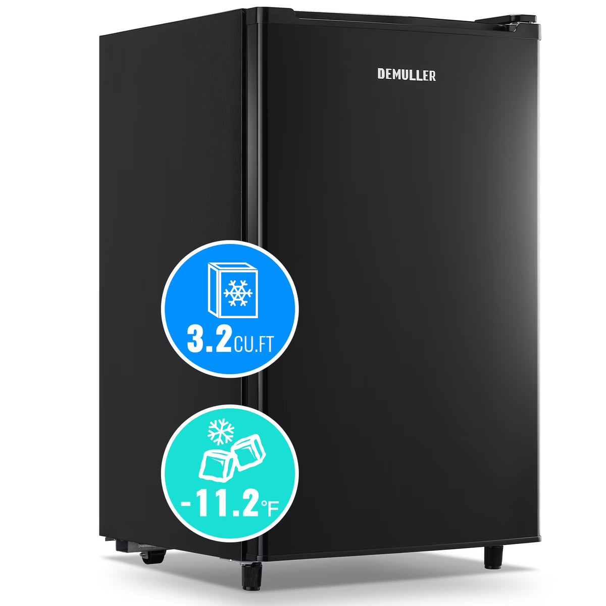 DEMULLER Upright Freezer with 7 Adjustable Thermostat Stand-up Single Door Freezers Black