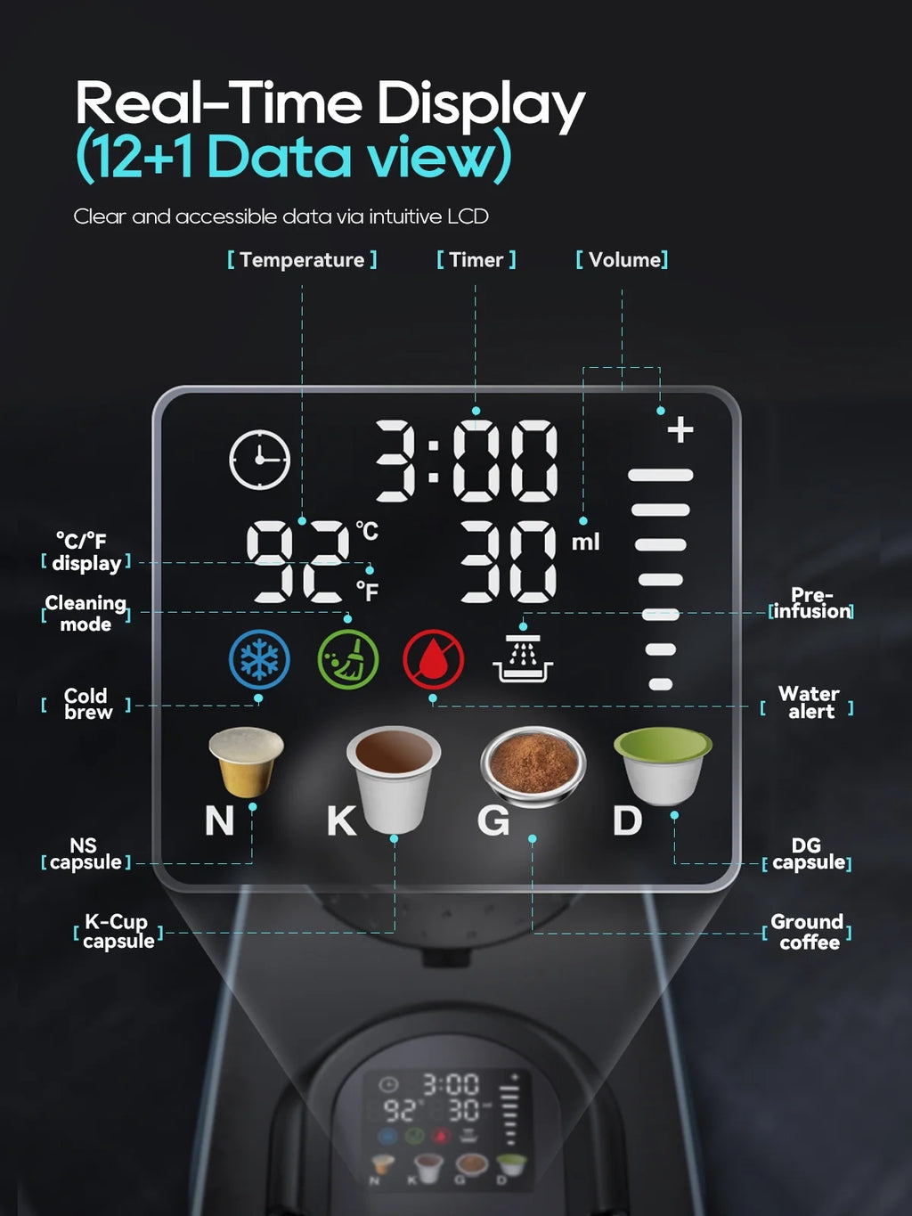 HiBREW 6-in-1 Capsule Coffee Maker & Espresso Machine �C Multi-Compatible, Hot/Cold Brew, 9 Temp Settings H6