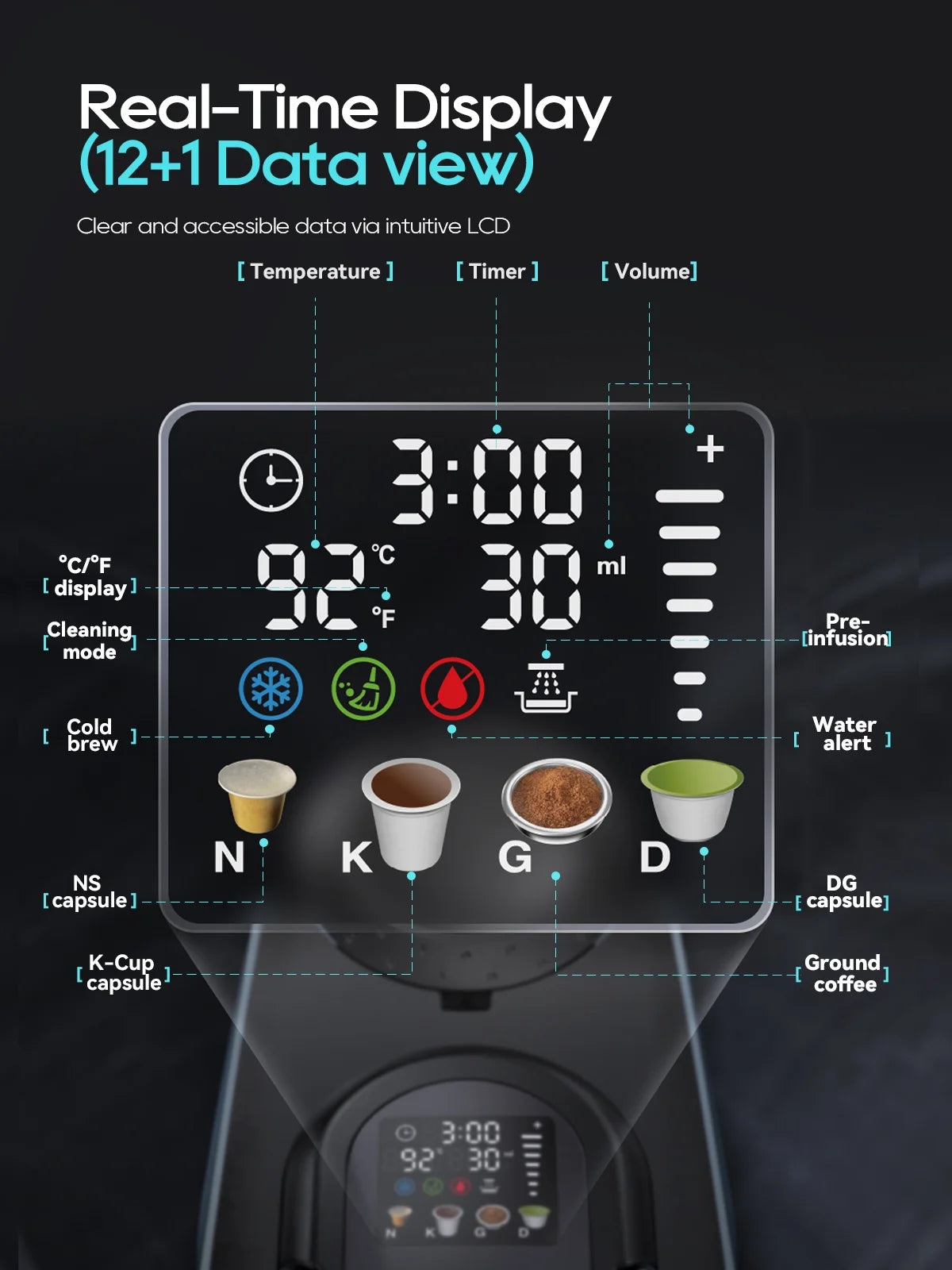 HiBREW 6-in-1 Capsule Coffee Maker & Espresso Machine �C Multi-Compatible, Hot/Cold Brew, 9 Temp Settings H6