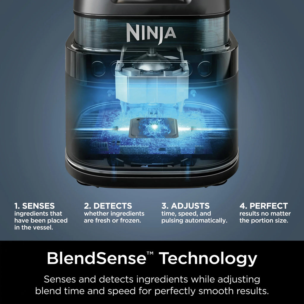 Ninja Detect Duo Power Blender + Personal Single-Serve, BlendSense Technology, Kitchen Countertop, 1700 Watts, 72 oz Pitcher, 24 oz Cup, TB300 Silver