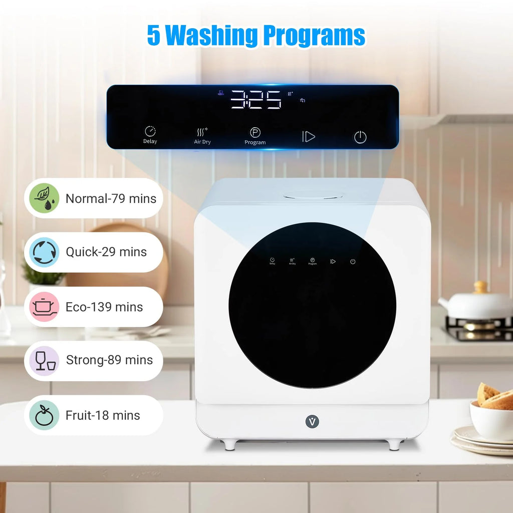 Countertop Dishwasher,Portable Dishwasher Countertop,6 Programs Portable Dishwasher with Touch Control & Air-Drying Function,2 in 1 Tabletop Dishwasher for Home,Apartments