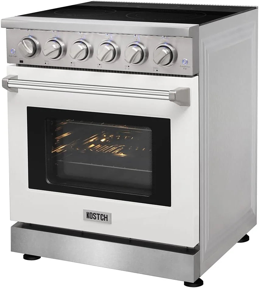 30 inch Professional Electric Range with 5 Heating Elements Cooktop, 4.55 Cu. Ft. Convection Oven Capacity, Smooth Glass Top, in Stainless Steel, KOS-30RE06H (Stainless Steel)