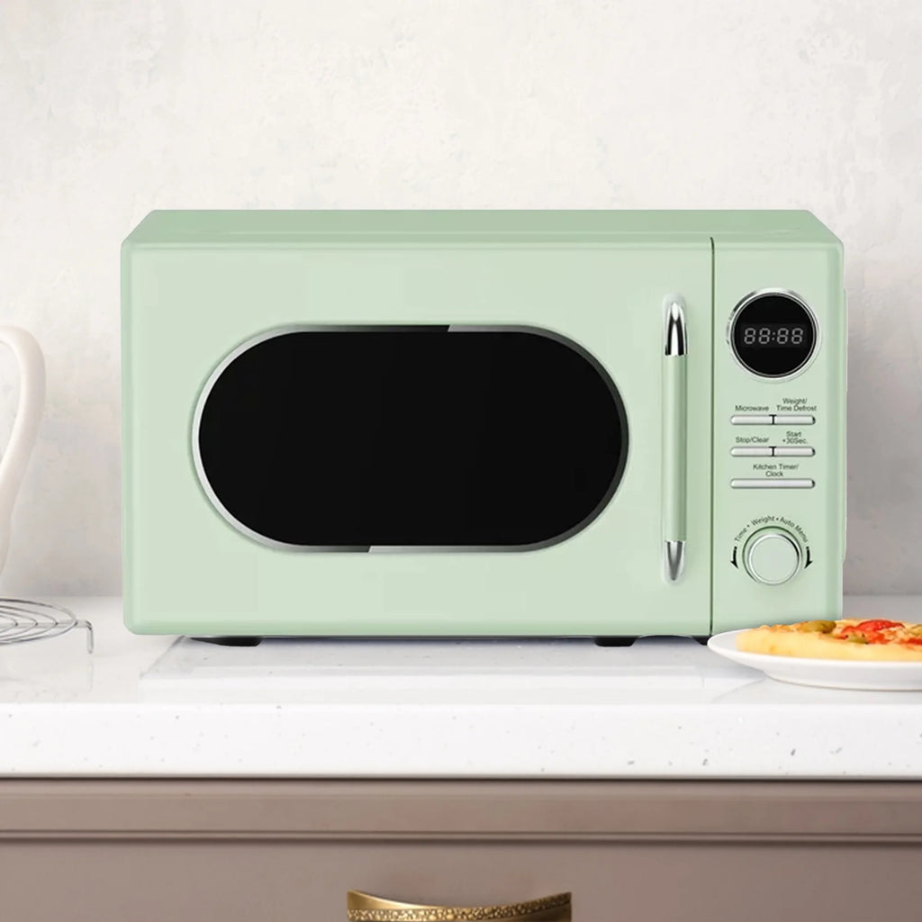 Open Box Magic Chef 0.7 Cubic Feet 700 Watt Classic Retro Microwave, Green