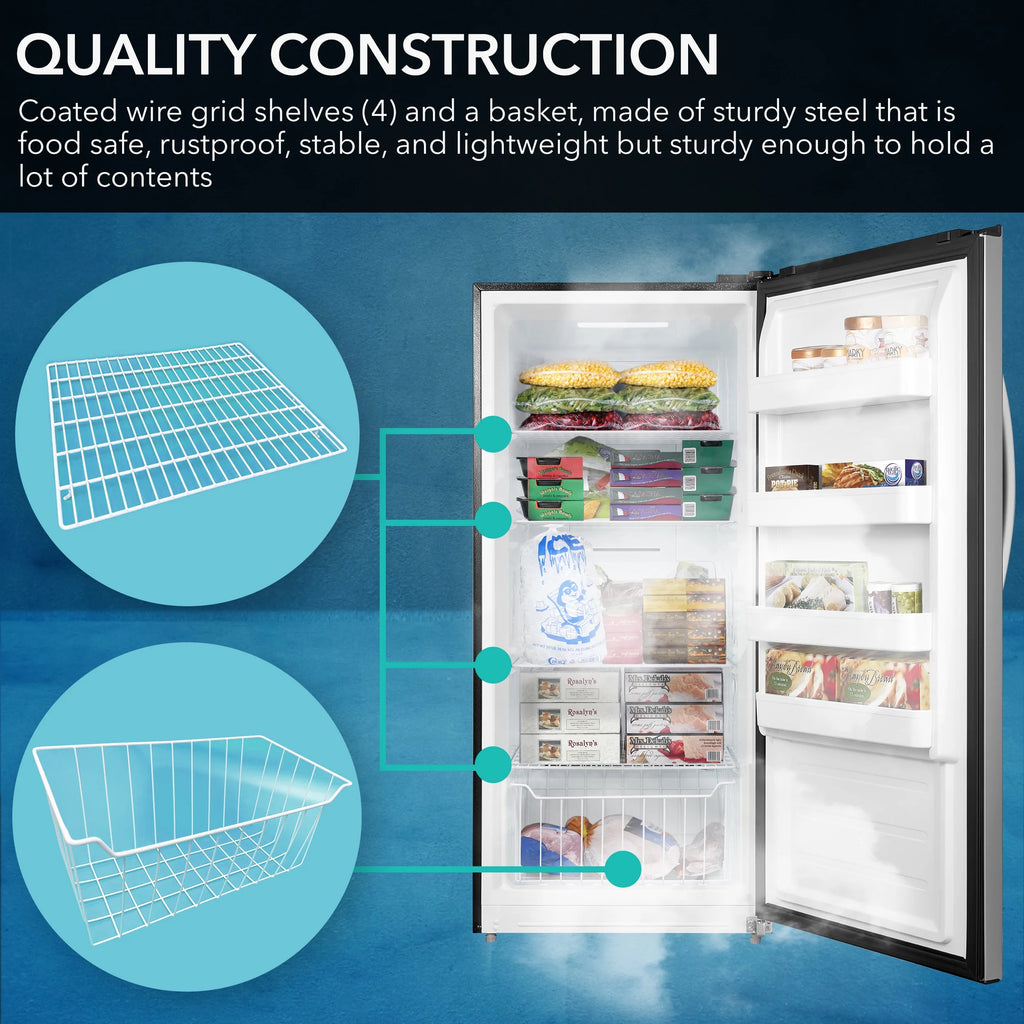 Whynter UDF-139SS 13.8 cu.ft. Energy Star Digital Upright Convertible Deep Freezer/Refrigerator - Stainless Steel