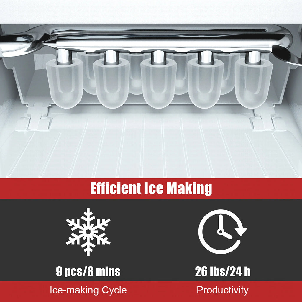 Costway Portable Ice Maker Machine Countertop 26Lbs/24H Self-cleaning w/ Scoop Green