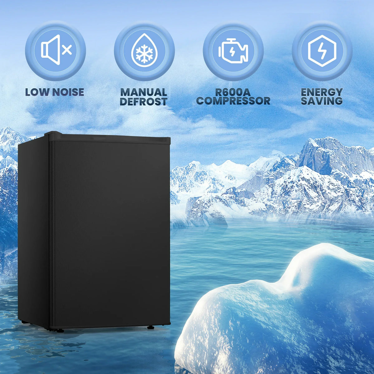 Electactic Upright Freezer, Energy Saving 3.0 Cu.ft Single Door Compact Upright Freezer with Reversible Door(Black)