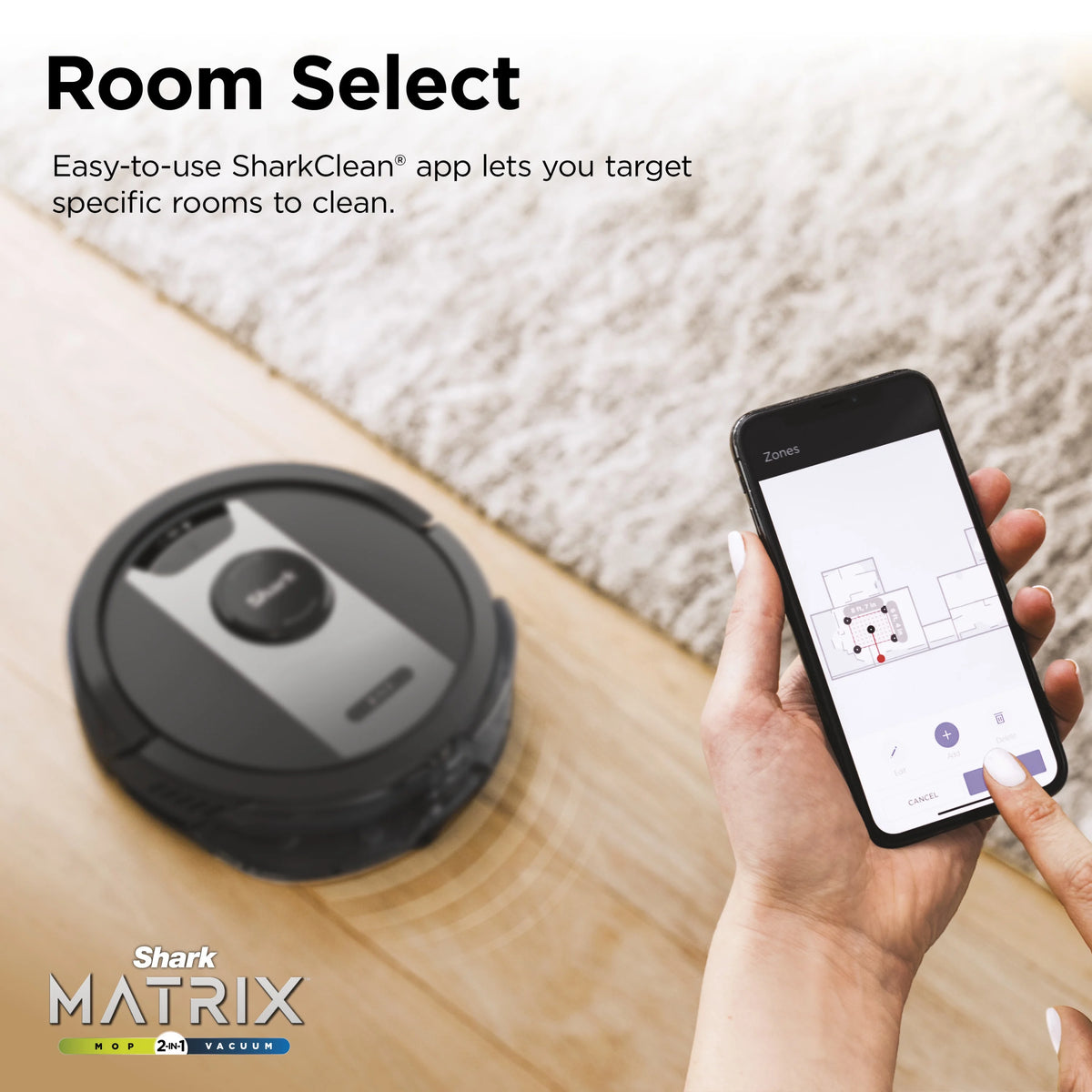 Shark? Matrix 2-in-1 Robot Vacuum & Mop with No Spots Missed on Carpets & Hard Floors, Home Mapping, RV2400WD
