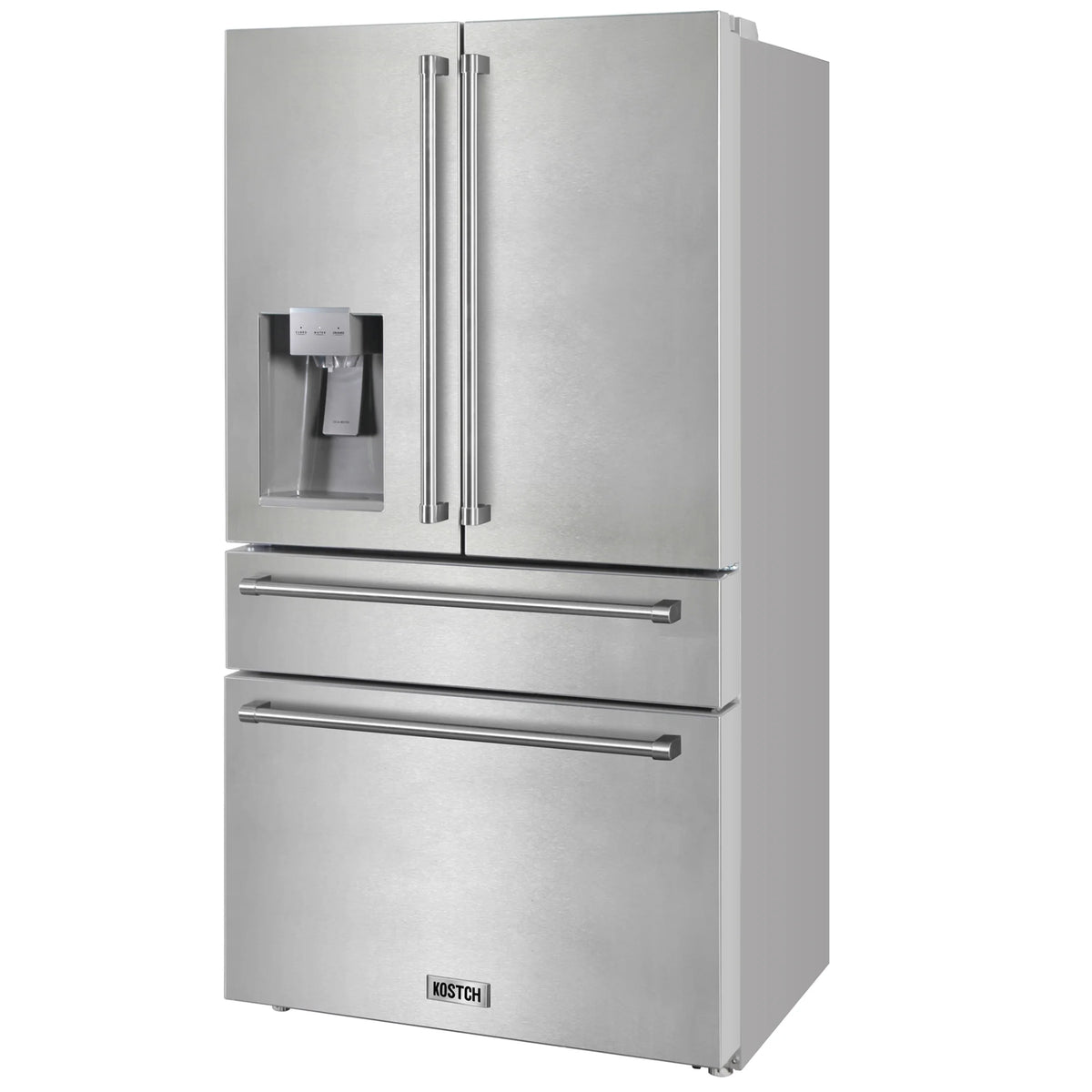 KOSTCH Counter-Depth 21.6-cu ft 4 -Door French Door Refrigerator with Ice Maker with Water and Ice Dispenser ( Stainless steel ) ENERGY STAR Certified