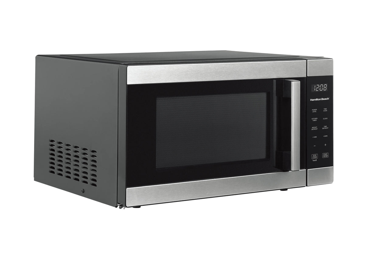 Hamilton Beach 1.6 Cu ft Sensor Cook Countertop Microwave Oven, 1100 Watts, Stainless Steel, New