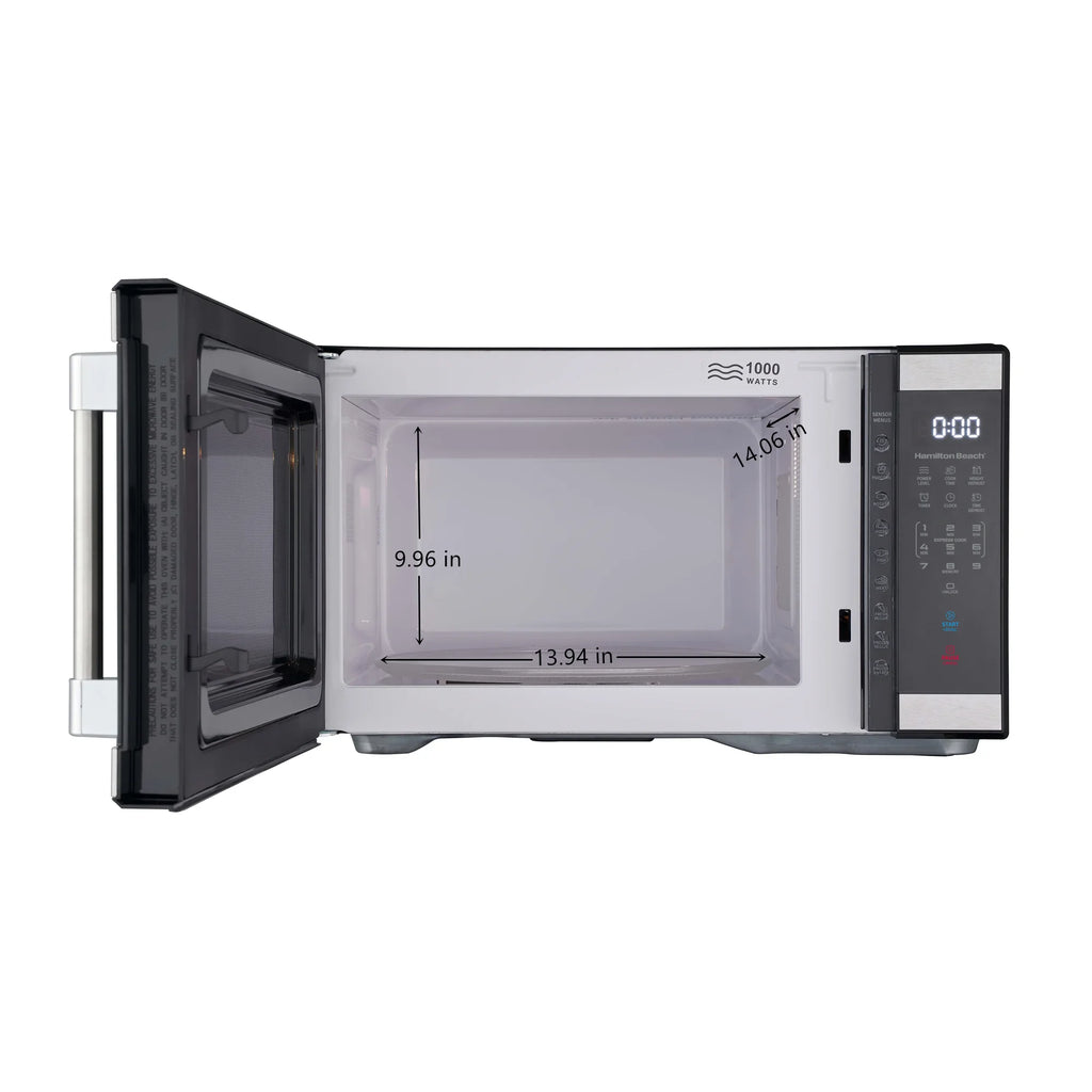 Hamilton Beach 1.1 cu ft Countertop Microwave Oven, Black and Stainless Steel