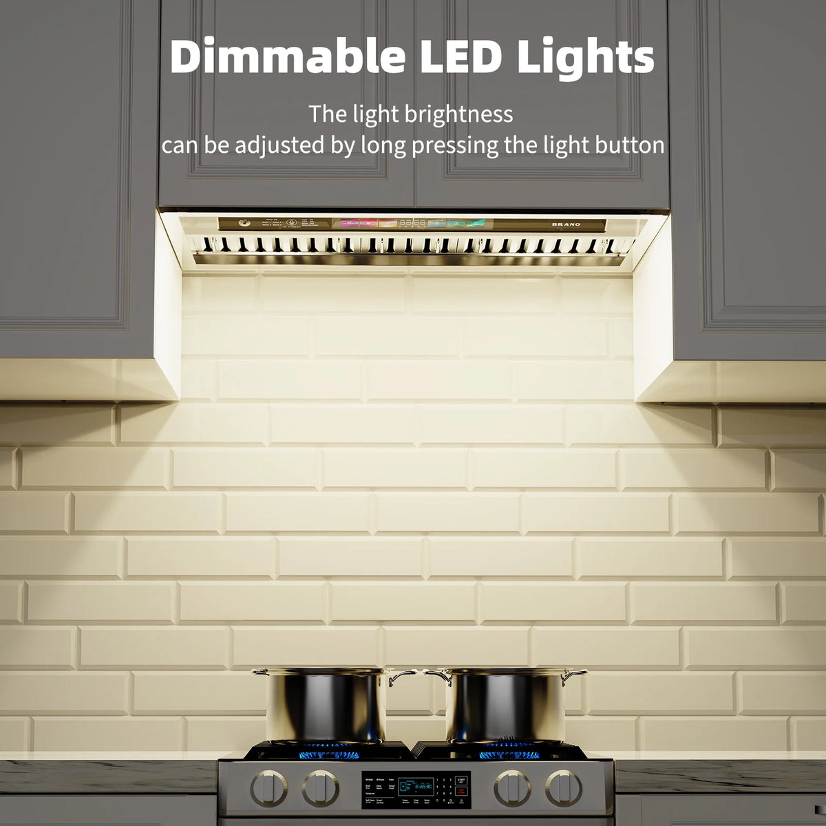Brano 36-Inch Built-in Range Hood Insert , Voice/Gesture/Touch Control, 900 CFM, 4-Speed, Ducted/Ductless, Adjustable Lights