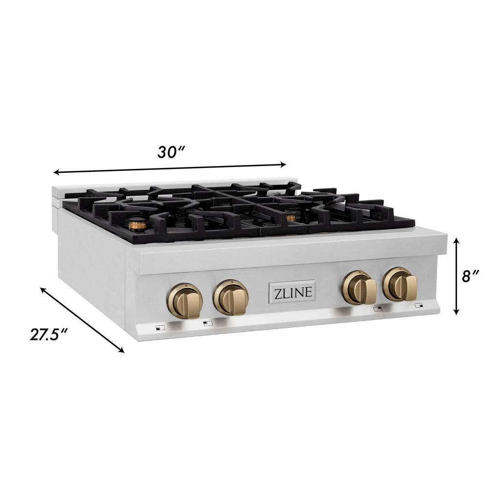 ZLINE 30 in. Autograph Edition Rangetop in DuraSnow Stainless Steel with Matte Black Accents (RTSZ-30-MB)