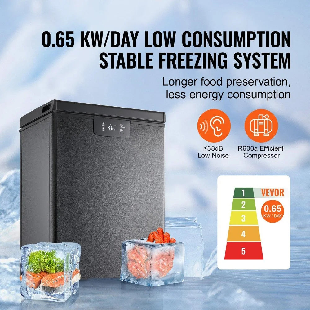 Choco Moon Large Capacity 14.5 Cu.ft Chest Freezer, 345L Storage, 4 Slide-Out Baskets, Lockable Lid, 8 Temp Control Levels, Energy-Efficient LED Lights, 6 Swivel Casters for Easy Mobility