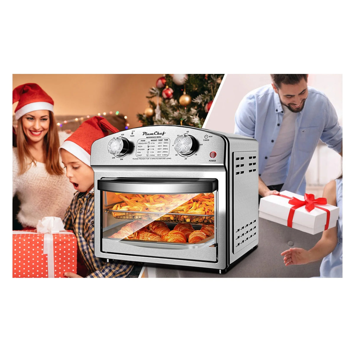 12.5 Quart 7-in-1 Convection Toaster Oven, 1500W, Stainless Steel, with 5 Pre-Set Menus �C Roast, Bake, Grill, Broil, Toast, Dehydrate & Defrost, Silver