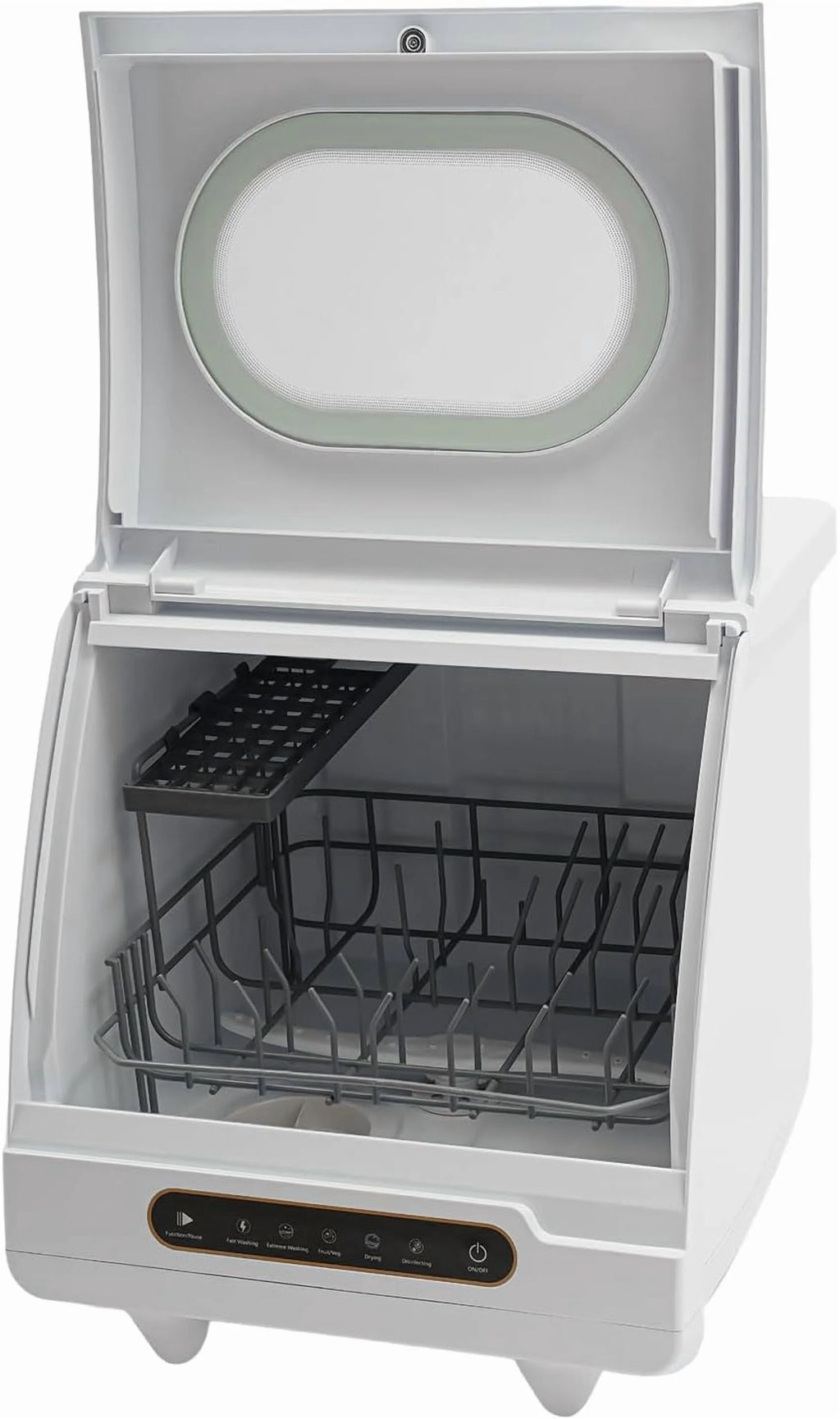 Portable Countertop Dishwasher, 1200W Mini Dishwasher with 12 Water Outlets and 360�� Spraying Cleaning, White Fully Automatic Dishwashing Machine for Homes, Dormitories, Recreational Vehicle