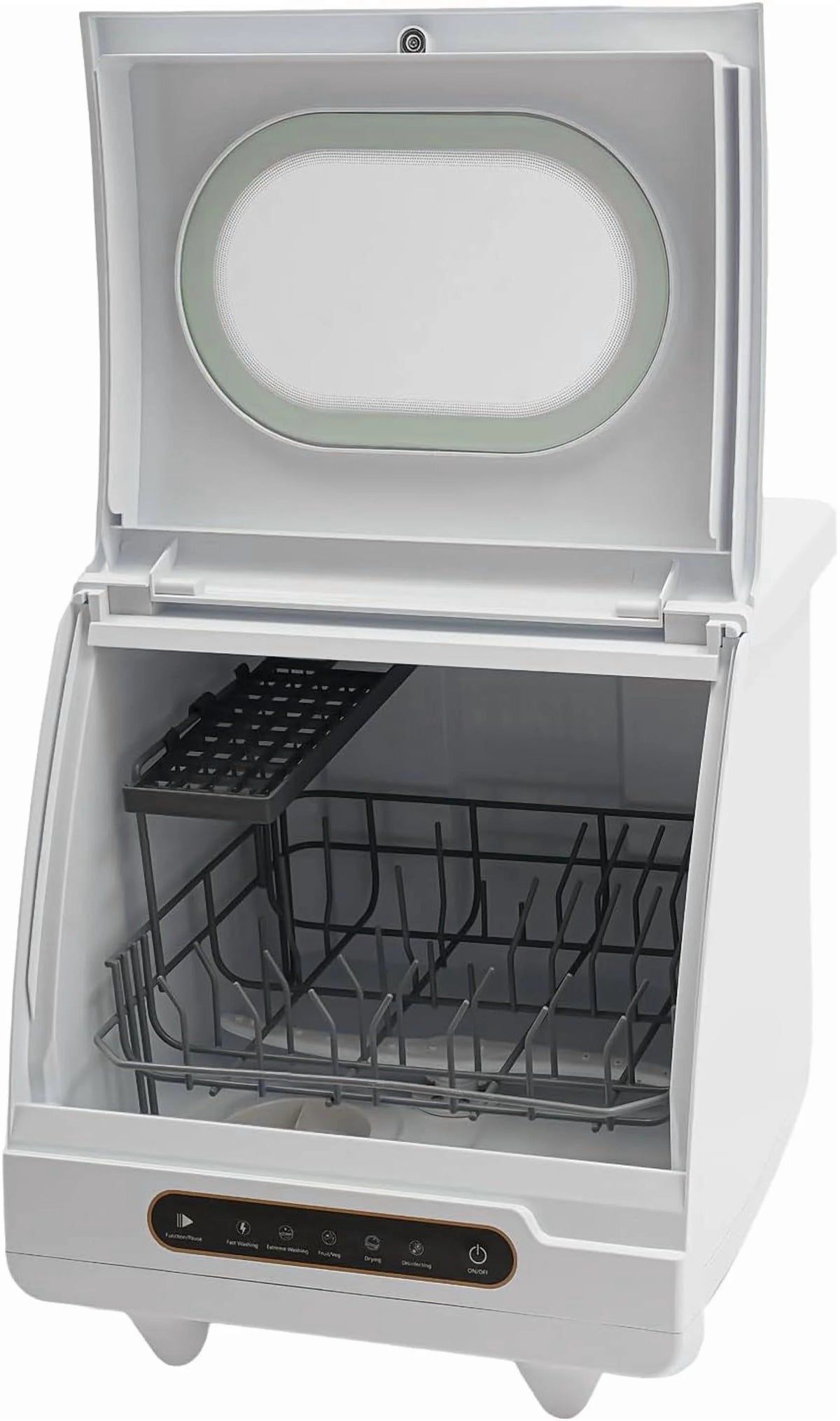 Portable Countertop Dishwasher, 1200W Mini Dishwasher with 12 Water Outlets and 360° Spraying Cleaning, White Fully Automatic Dishwashing Machine for Homes, Dormitories, Recreational Vehicle