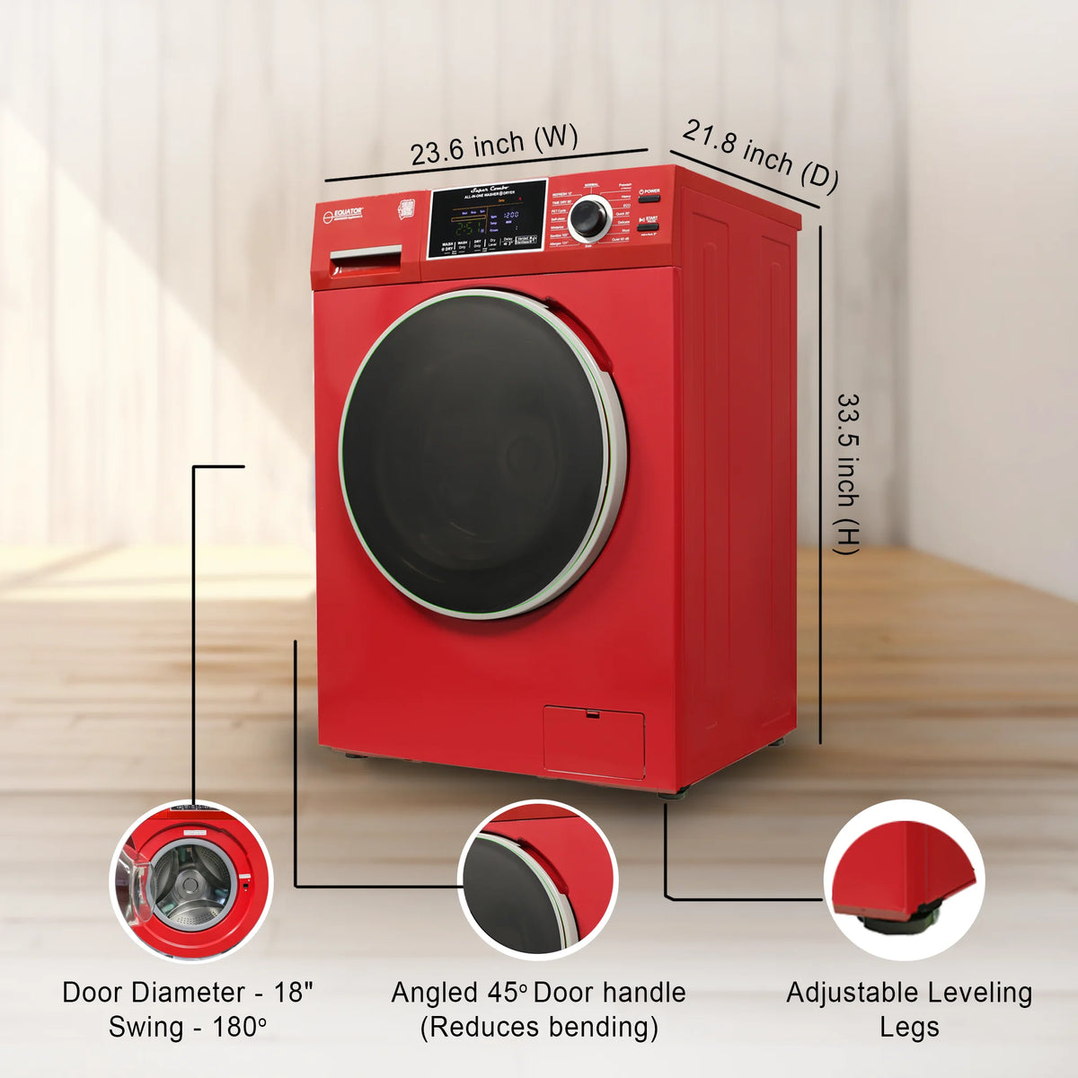 Equator All-in-One Washer Dryer VENTLESS/VENTED PET cycle 1.62cf/15lbs 110V in Merlot