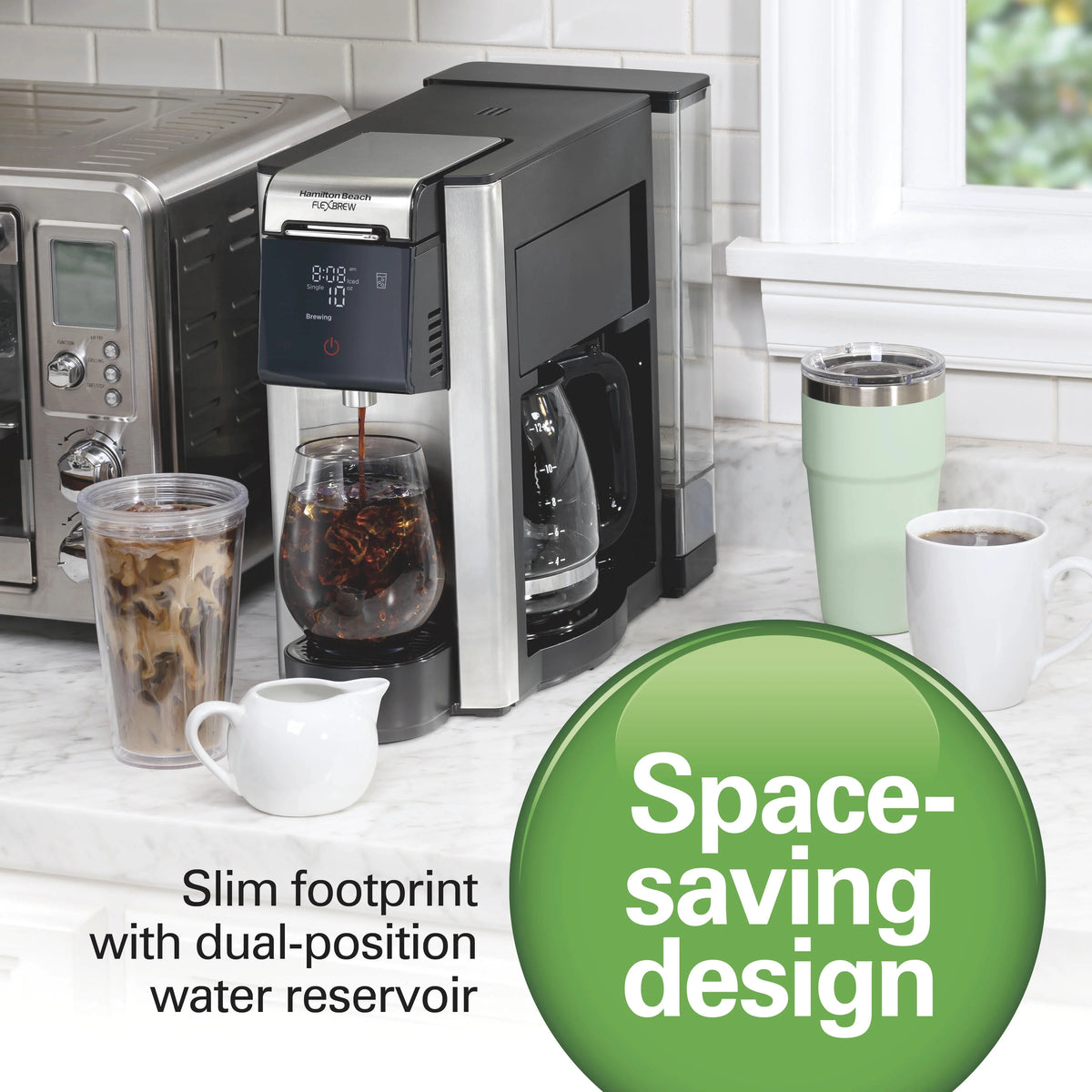 Hamilton Beach FlexBrew Advanced 5-in-1 Coffee Maker, Removable Dual-Position 60 oz. Water Reservoir, 49927
