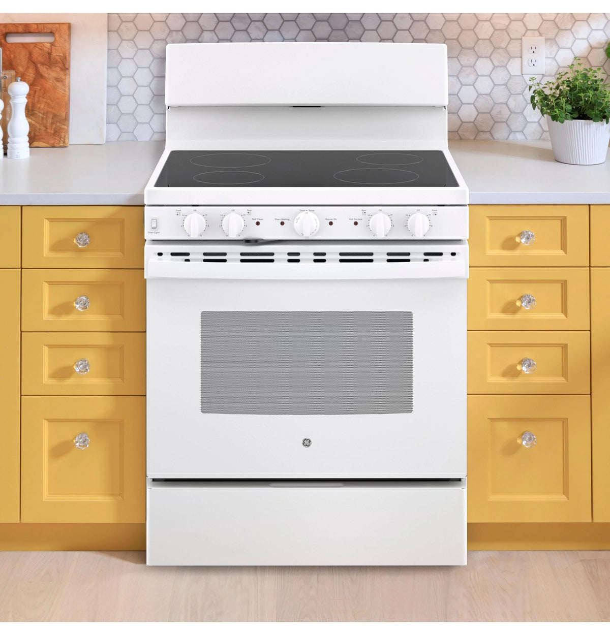 GE APPLIANCES JB480DTWW freestanding smoothtop electric range