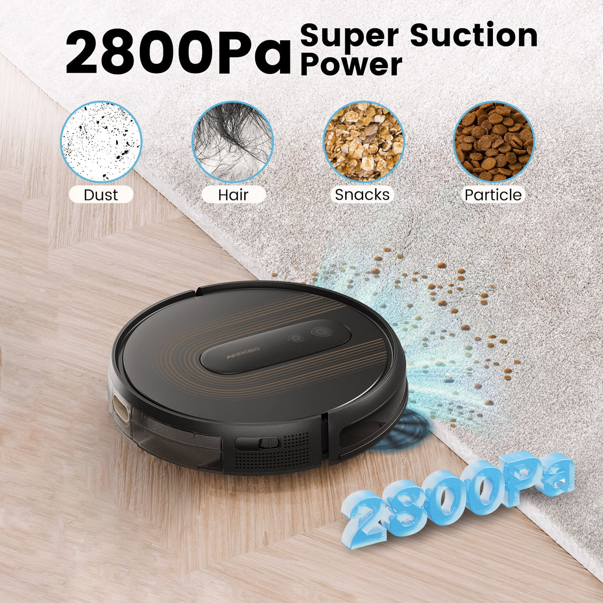 (2025Upgrade) AIRROBO?G50 Robot Vacuum with Home Mapping,2800  Strong power,Wi-fi Connect