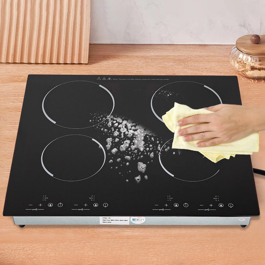 Miumaeov 4-Burners Electric Ceramic Cooktop Built-in Cooktop Stove Ceramic Cooking Stove 9 Gears 3000W 110V