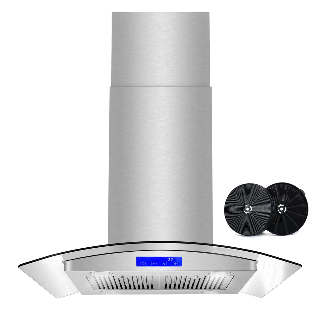 Cosmo 30 in. Ducted Island Range Hood in Stainless Steel with LED Lighting and Permanent Filters
