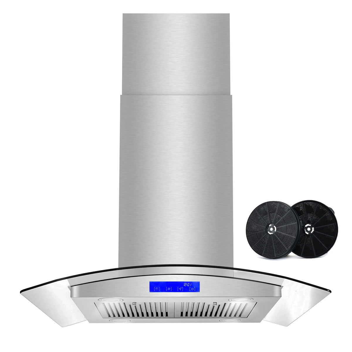 Cosmo 30 in. Ducted Island Range Hood in Stainless Steel with LED Lighting and Permanent Filters