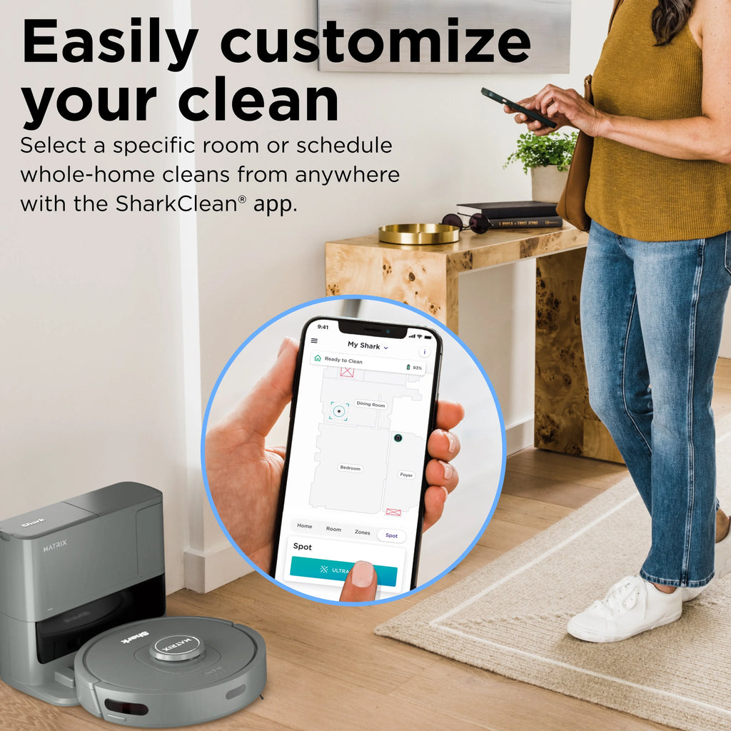 Shark Matrix Robot Vacuum, Auto Empty, 30 Day Capacity Base, Carpets & Hard Floors, Precision Home Mapping, Perfect for Pet Hair, Wi-Fi, RV2300S