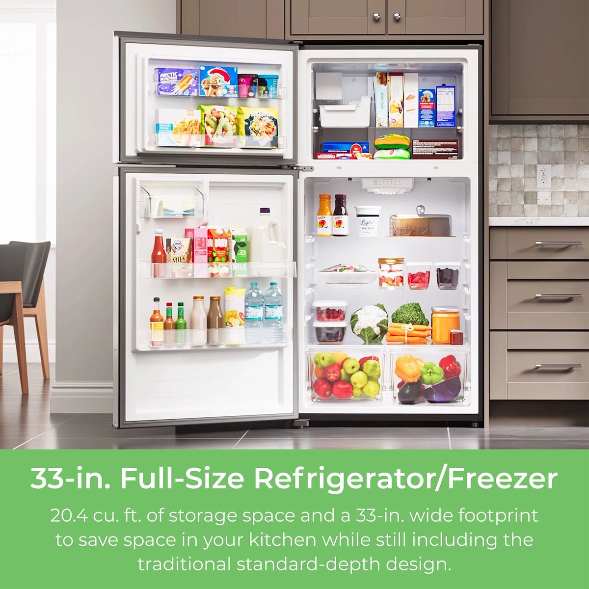 Kenmore 33-inch 20.4 Cu. ft. ENERGY STAR? Standard Refrigerator/Freezer w/Icemaker, Stainless Steel