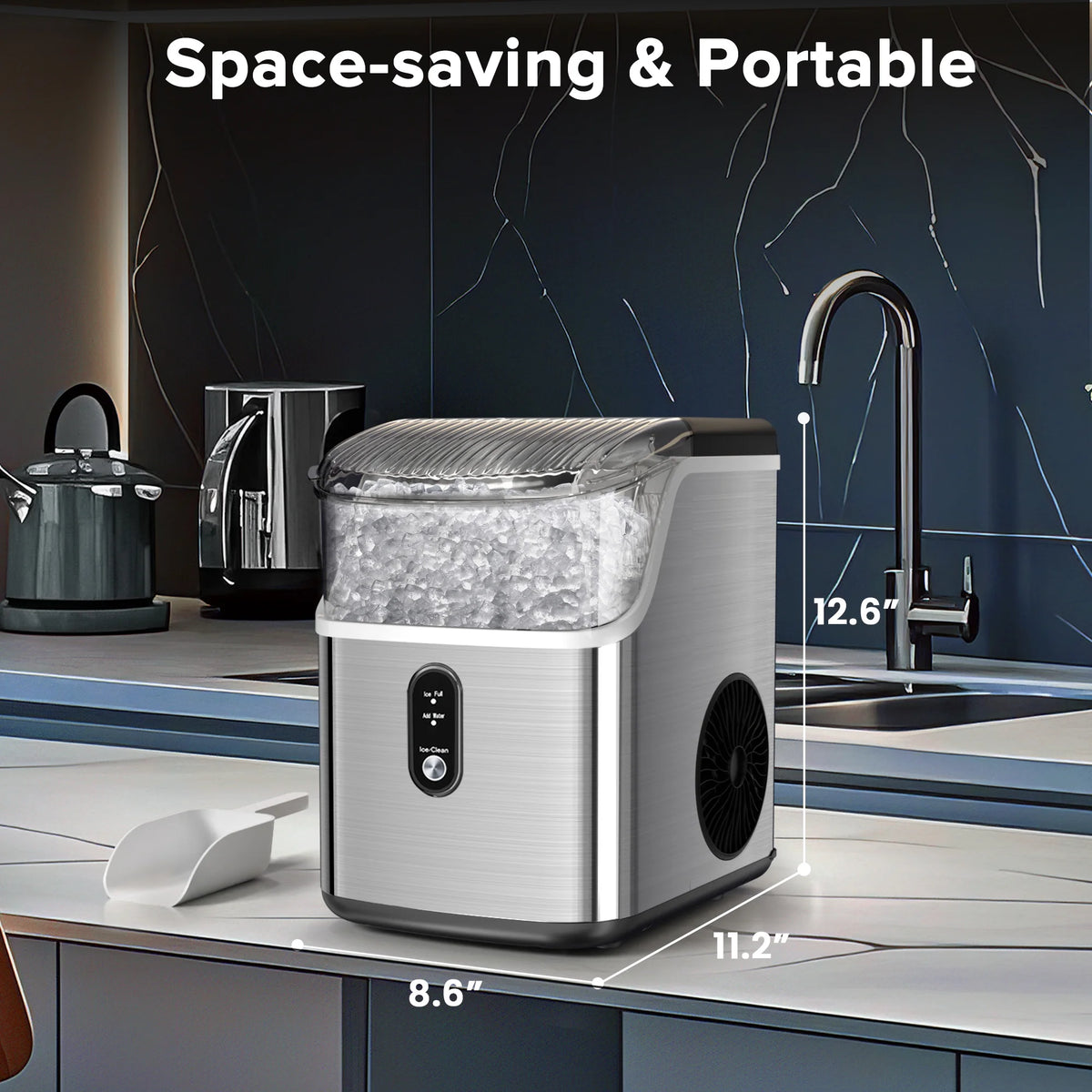 Auseo Nugget Ice Maker Countertop, Pebble Ice Maker Machine with 35lbs/24H Soft Ice, Self-Cleaning,  for Home/Kitchen/Office (Black)