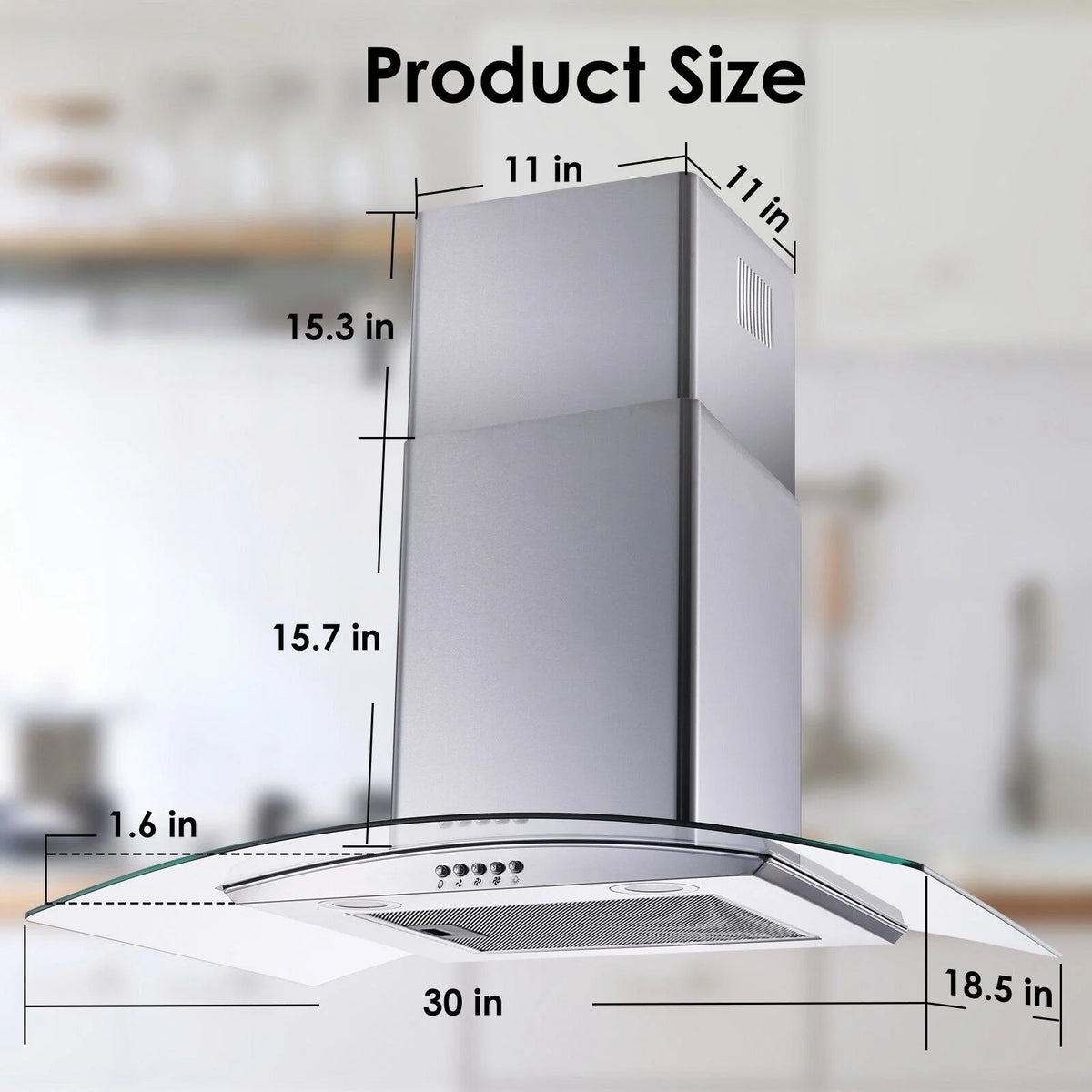30 inch Kitchen Stainless Wall Mount Range Hood 450CFM Stainless 3-Speed with Led Bulb Dishwasher Filter For Burner 120V