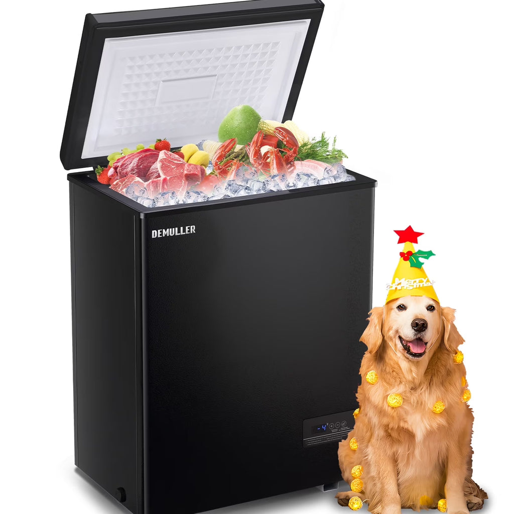 DEMULLER Deep Chest Freezer with 2 Removable Baskets Compact Mini Deep Freezers Stay-Open Lid White