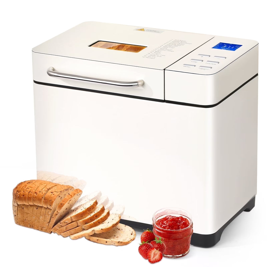 KBS 19-in-1 2LB Bread Maker Machine with Dual Heaters& Auto Nut Dispenser,Ceramic Pan with 2 kneading paddle,15 Hour delay timer&1 hour keep warm Model#013A