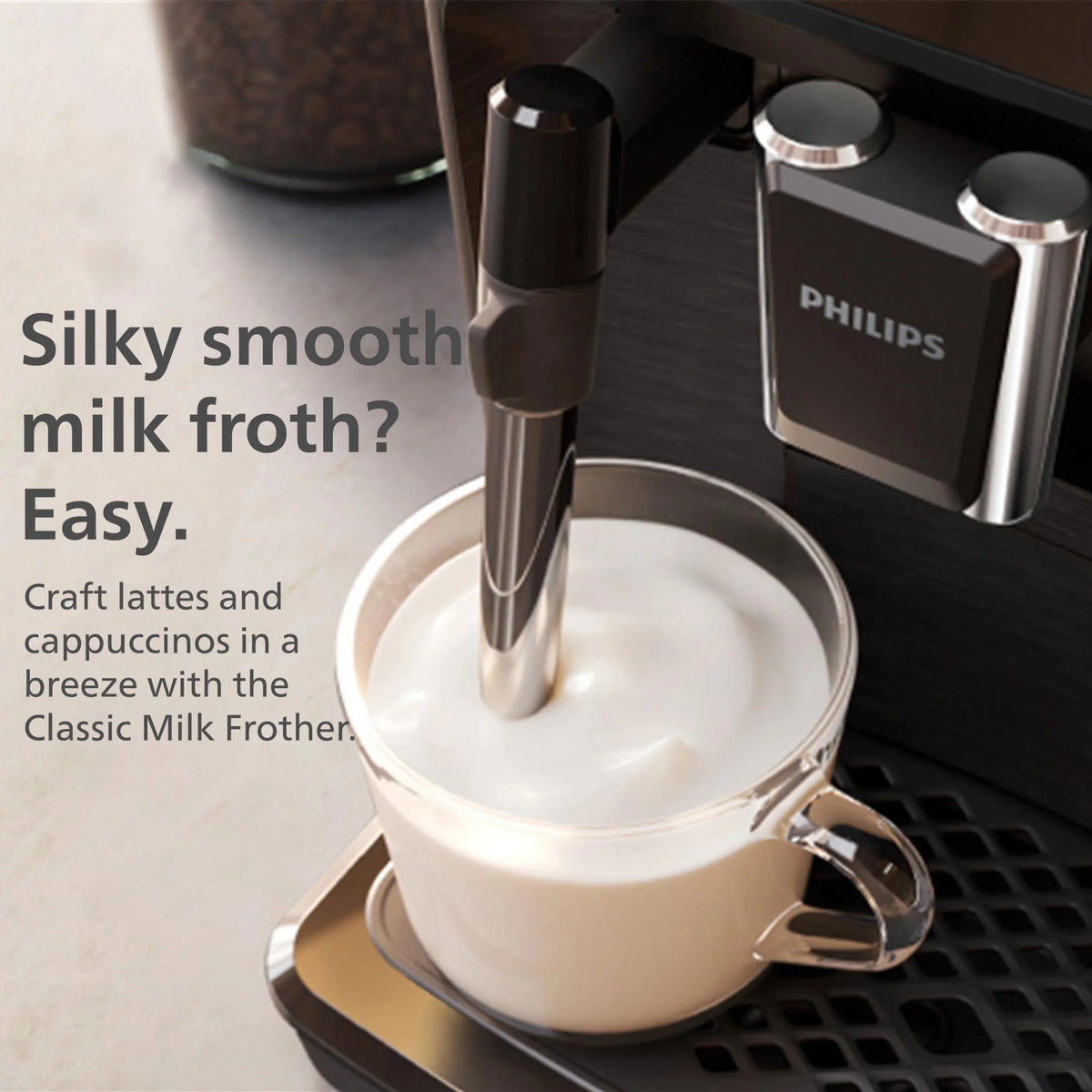 Philips 1200 Fully Automatic Espresso Machine with Milk Frother, Black