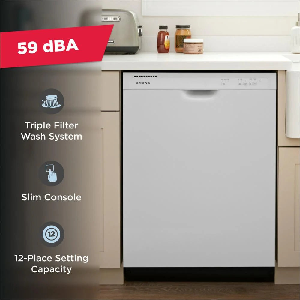 Amana ADB1400AMS Built-In Dishwasher with Front Control, 59 dB