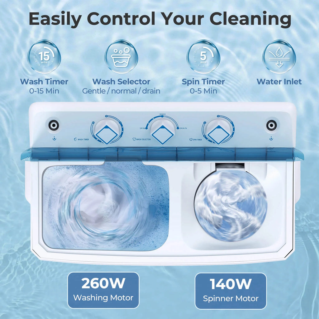 Costway Twin Tub 20Lbs Top Load Washing Machine with Gravity Drain