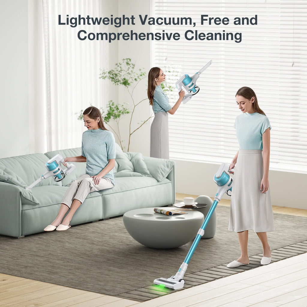 Lightweight Cordless Vacuum with Brushless Motor, 40 mins max runtime, Stick Vacuum for Hard Floor Carpet Pet Hair With Type-C Charging