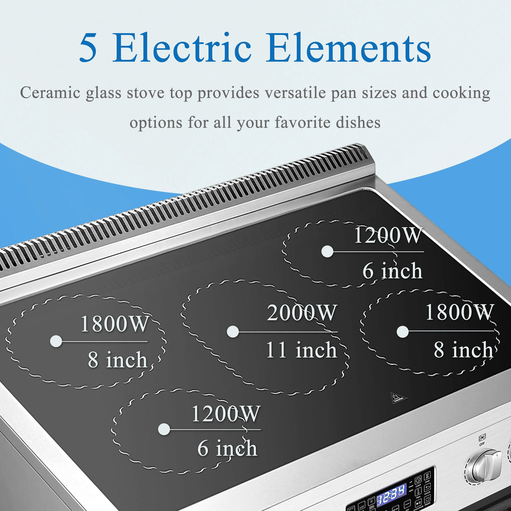 Lanbo 30 inch 5.9 CU.ft. Freestanding Electric Convection Range with Air Fry and Rotisserie, Electric cord or plug is not included
