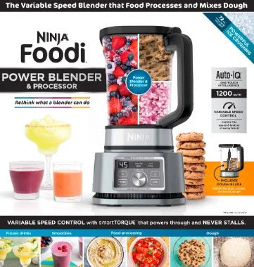 Ninja?? Foodi?? Power Blender & Processor 3-in-1 72-oz. Blender and Food Processor 1200W 4 Auto-iQ?? Presets, SS200