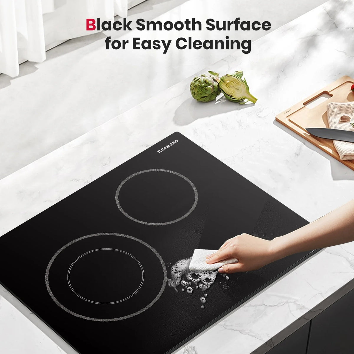 GASLAND 21 Inch 2 Burners Electric Cooktop, ETL Certificated,  Built-in Radiant Ceramic Apartment Cooktop, 3700 W Electric Stove Top, 240 V