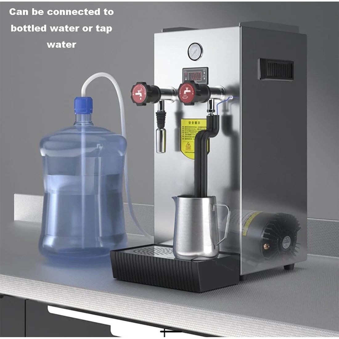 INTBUYING 220V Milk Frother Steam Boiling Water Frothing Machine for Coffee Tea 12L Silver