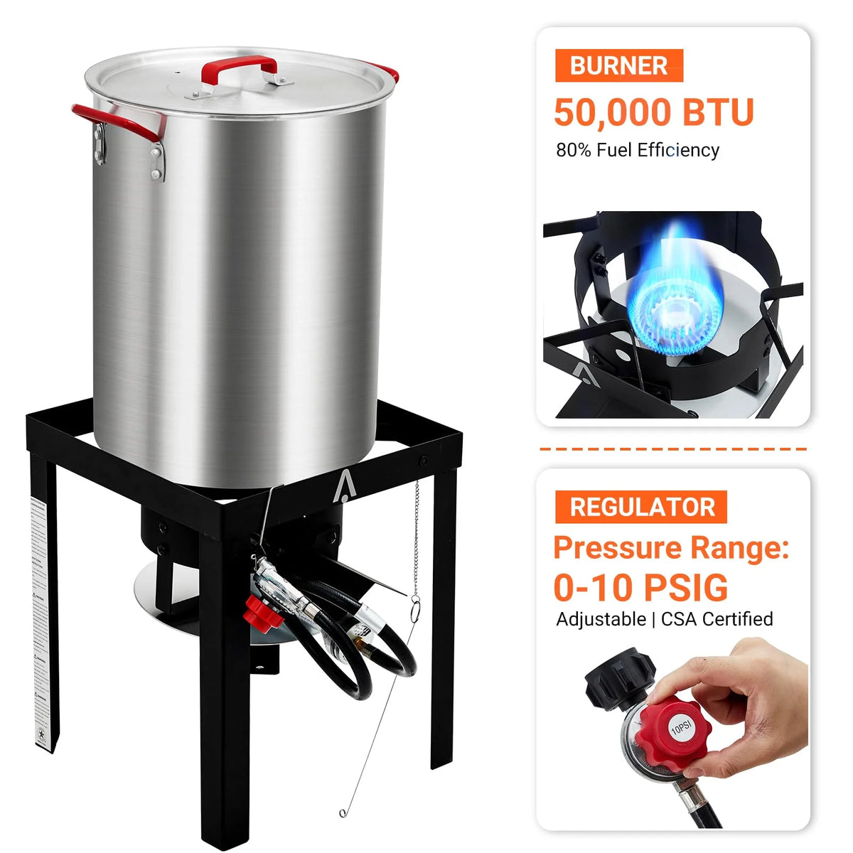 Soonbuy 30 QT Turkey Fryer Cooker Set and 10 QT Kit,50,000 BTU Aluminum Turkey Deep Fryer and Propane Burner Kit,Outdoor Propane Deep Fryers Stove Burner Stand,Baskets,Marinade Injector, Thermometer