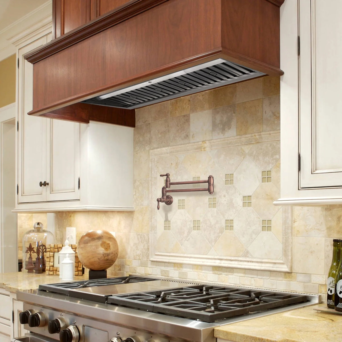 Akicon 48 Inch Range Hood Insert, Stainless Steel 8" Ducted Insert/Built-in Kitchen Vent Hood with 1200 CFM Suction, Dimmable LED Lights and Dishwasher Safe Filters, 4 Speed-Cool White