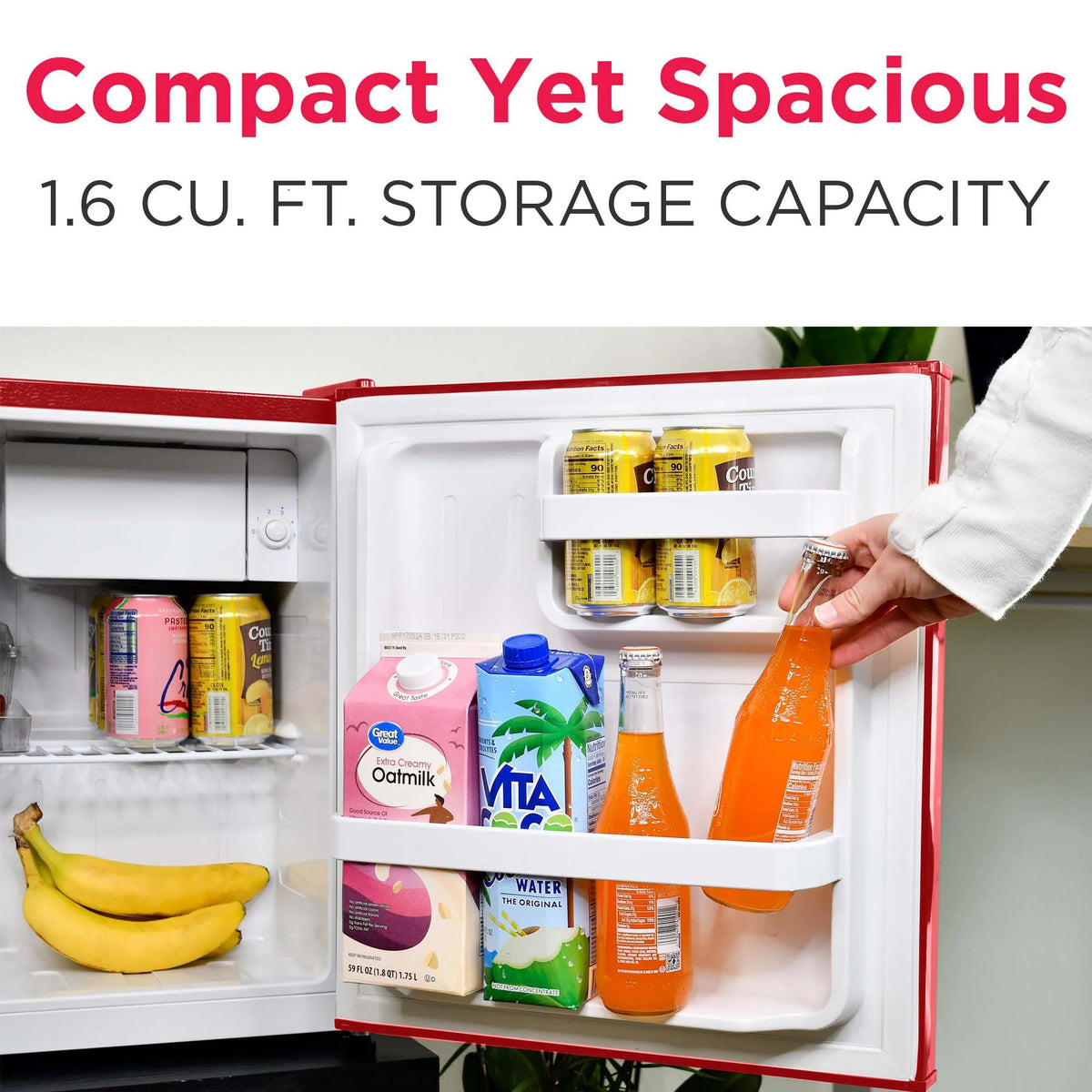 Frigidaire 1.6 Cu ft. Retro Compact Refrigerator with Side Bottle Opener, Coral
