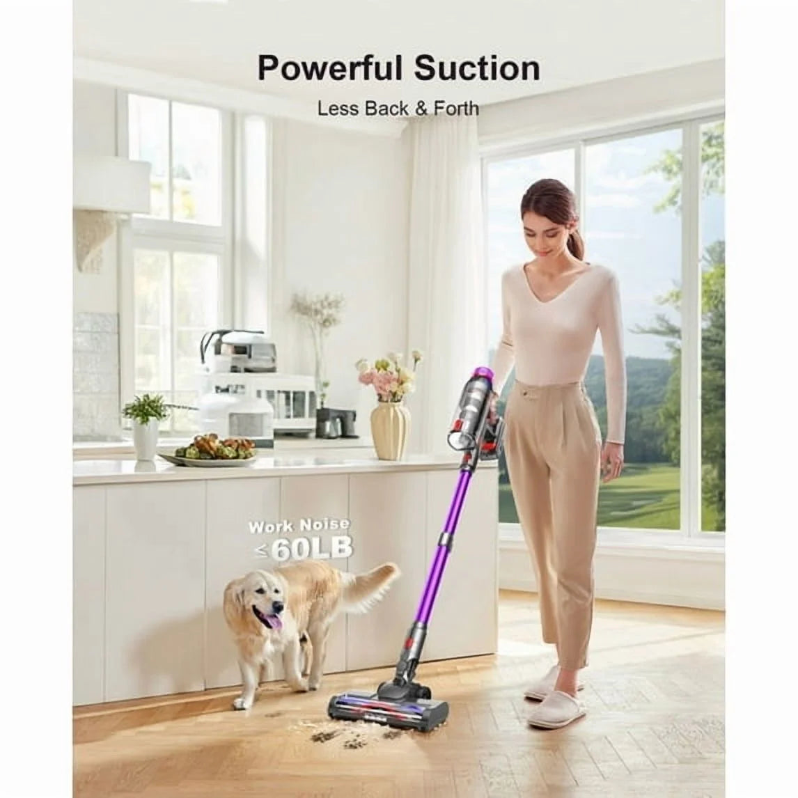 Hosaud Cordless Stick Vacuum Cleaner: 45000Pa Suction, 550W Motor, 55-Min Runtime �?Lightweight for Home, Powerful on Pet Hair, Carpets & Hard Floors