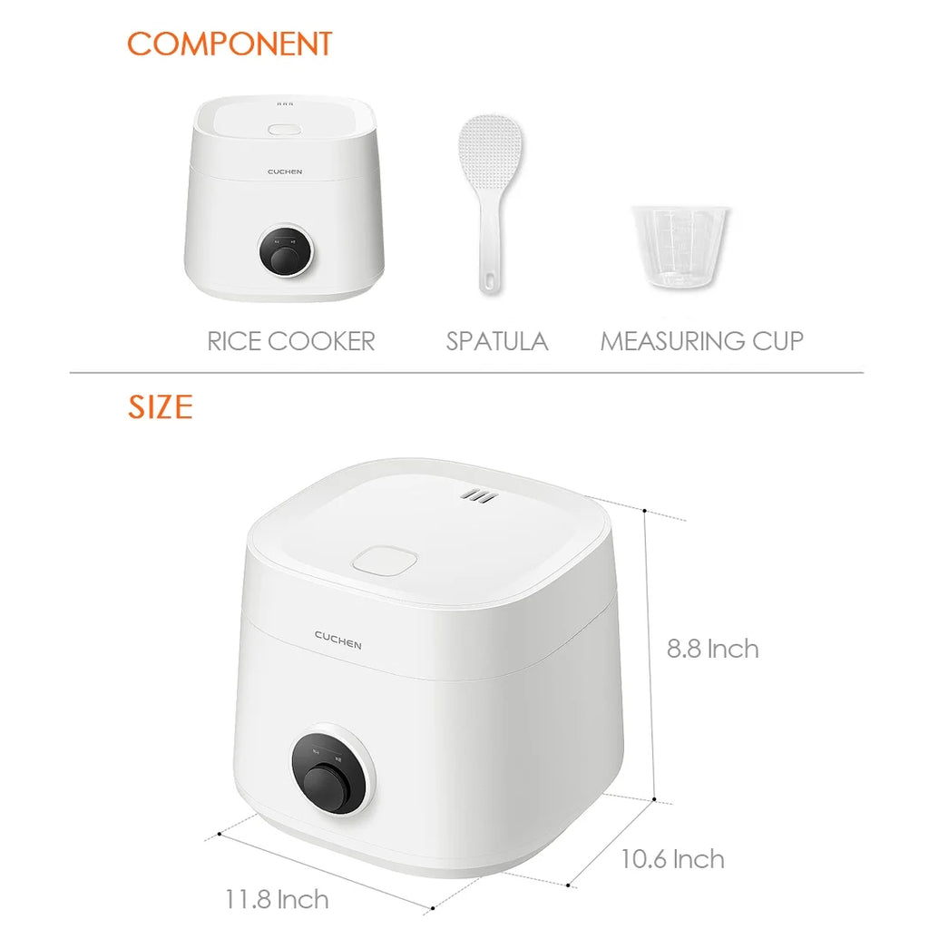 CUCHEN CRE-D0601WUS | Rice Cooker 6 Cup (Uncooked) and Warmer | Detachable Clean Cover | Nonstick Inner Pot | White